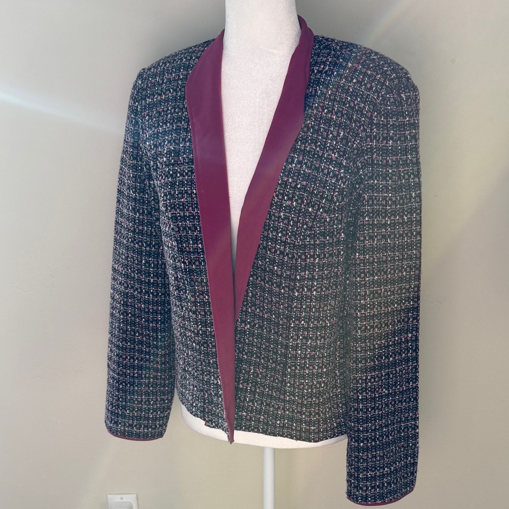 Dress Barn Woman's 12 Black & Pink Tweed Blazer